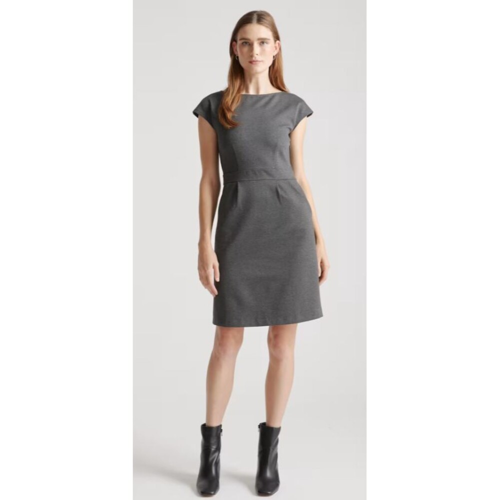Quince Ultra-Stretch Ponte Sleeveless Gray Grey Dress Size Large